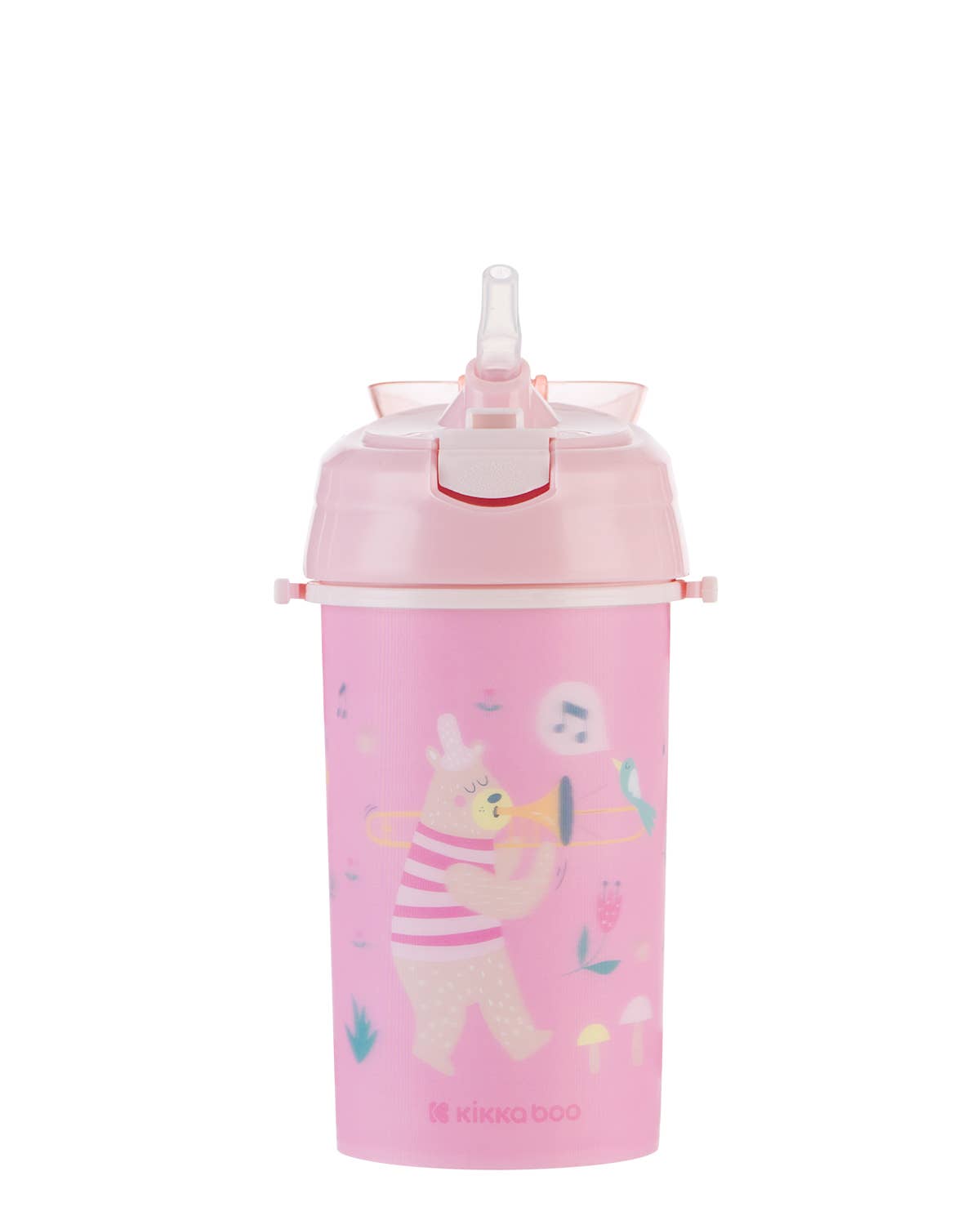 PP-mugg med silikonsugrör och rem 450 ml Music Fest: Rosa