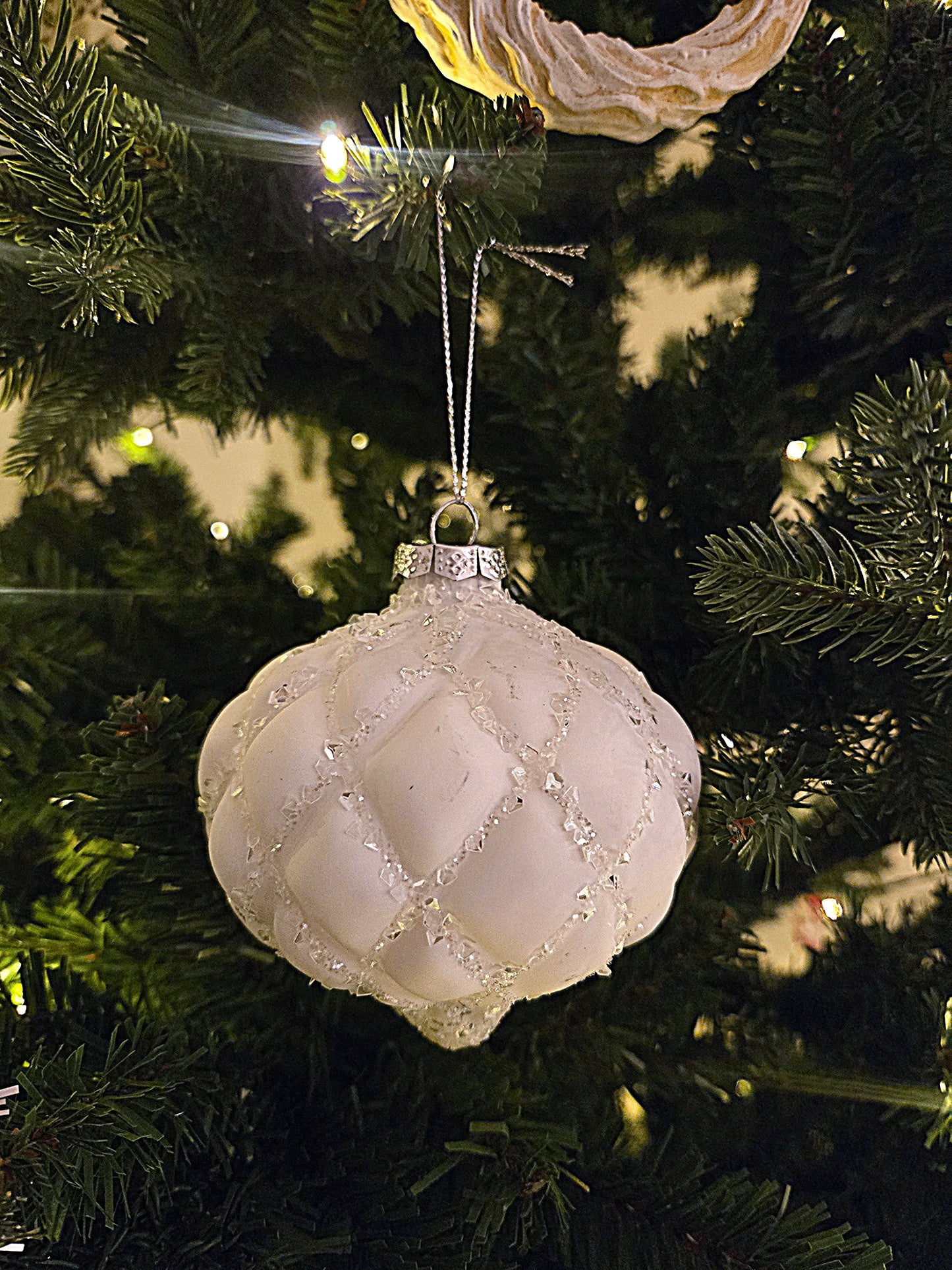 Julkula New York vit rutmönster 8cm