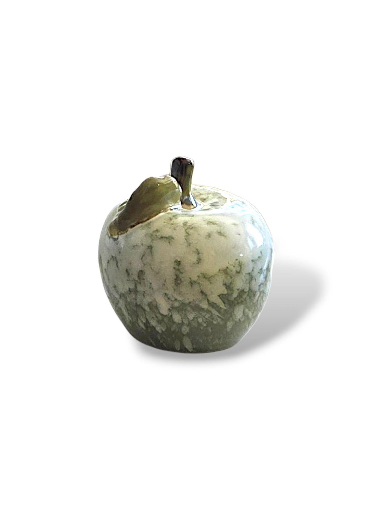 Dekorativt äpple - grön/vit melerad finish